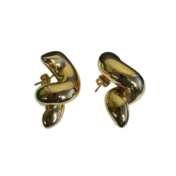 Bottega Veneta NWT Corkscrew 18k Gold Plated Silver Earrings - Picture 4 of 8
